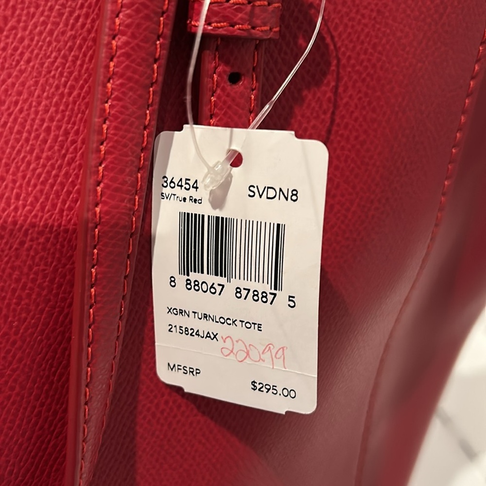 NWT Red leather Coach tote - Picture 8 of 9